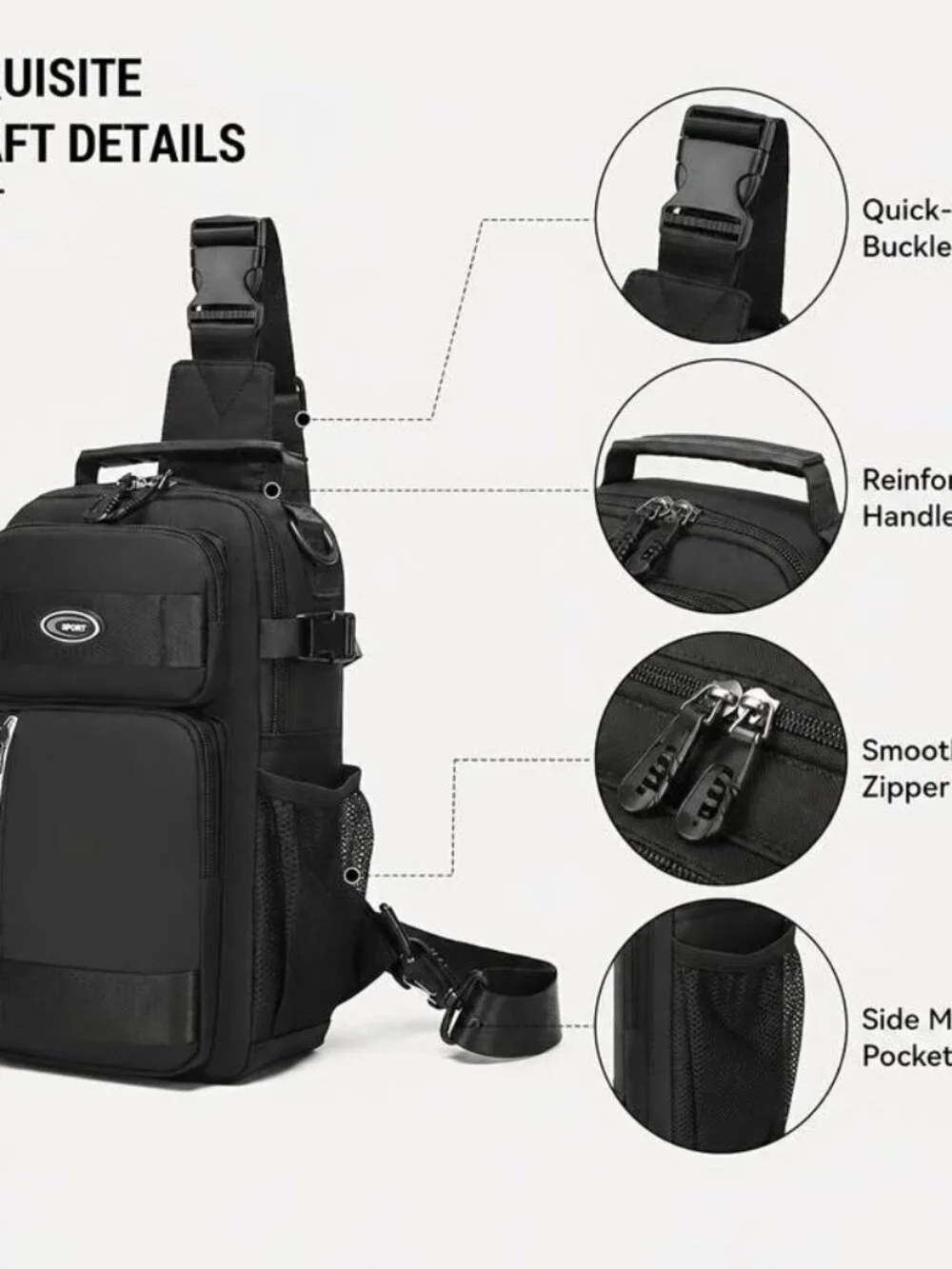 Men's Chest Bag Crossbody Sling Bag Large Capacity Travel Casual
